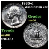 1980-d Washington Quarter 25c Grades GEM+ Unc