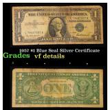 1957 $1 Blue Seal Silver Certificate Grades vf det