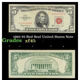 1963 $5 Red Seal United States Note Grades xf+