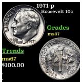 1971-p Roosevelt Dime 10c Grades GEM++ Unc