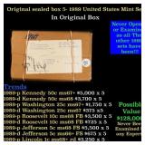 Original sealed box of 5x 1989 United States Mint