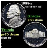 1988-s Proof Jefferson Nickel 5c GEM++ Proof Deep