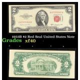 1953B $2 Red Seal United States Note Grades xf