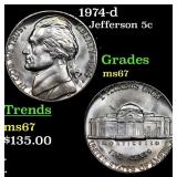 1974-d Jefferson Nickel 5c Grades GEM++ Unc