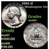 1981-d Washington Quarter 25c Grades GEM++ Unc