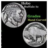 Hobo Buffalo Nickel 5c Grades Hand Carved