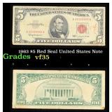 1963 $5 Red Seal United States Note Graded vf++