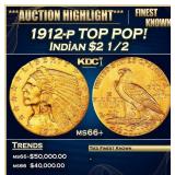 *Highlight* 1912-p Gold Indian Quarter Eagle TOP P