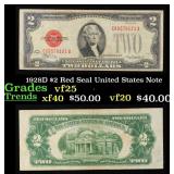 1928D $2 Red Seal United States Note Grades vf+