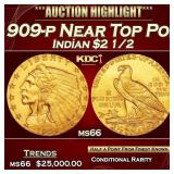 *Highlight* 1909-p Gold Indian Quarter Eagle Near