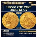 *Highlight* 1927-p Gold Indian Quarter Eagle TOP P