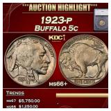 *Highlight* 1923-p Buffalo Nickel 5c ms66+ SEGS (f