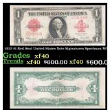 1923 $1 Red Seal United States Note Grades xf Sign