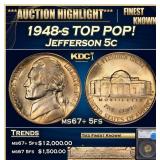 *Highlight* 1948-s Jefferson Nickel TOP POP! 5c ms