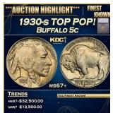 *Highlight* 1930-s Buffalo Nickel TOP POP! 5c ms67