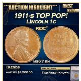 *Highlight* 1911-s Lincoln Cent TOP POP! 1c ms67 b