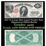 1917 $1 Large Size Legal Tender Note Grades Choice