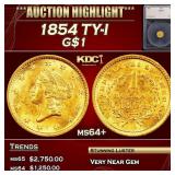 *Highlight* 1854 Gold Dollar TY-I $1 ms64+ SEGS (f