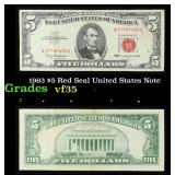 1963 $5 Red Seal United States Note Grades vf++