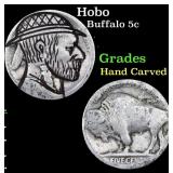 Hobo Buffalo Nickel 5c Grades Hand Carved