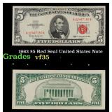 1963 $5 Red Seal United States Note Grades vf++