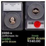 1986-s Proof Jefferson Nickel 5c pr70 dcam SEGS