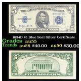 1934D $5 Blue Seal Silver Certificate Grades Choic