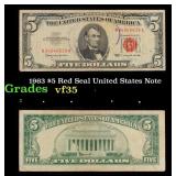 1963 $5 Red Seal United States Note Grades vf++