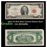 1963 $2 Red Seal United States Note Grades cu deta