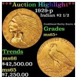 *Highlight* 1929-p Gold Indian Quarter Eagle $2 1/