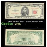 1963 $5 Red Seal United States Note Grades vf++