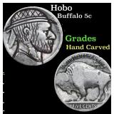 Hobo Buffalo Nickel 5c Grades Hand Carved