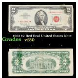 1963 $2 Red Seal United States Note Grades vf++