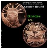 1oz .999 Fine Copper Bullion Round - Statue of Lib