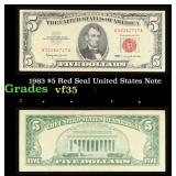 1963 $5 Red Seal United States Note Grades vf++