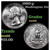 1990-p Washington Quarter 25c Grades GEM+ Unc