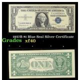 1957B $1 Blue Seal Silver Certificate Grades xf