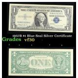 1957B $1 Blue Seal Silver Certificate Grades vf++