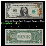 1963 $1 Green Seal Federal Reserve Note Grades vf+