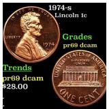 1974-s Proof Lincoln Cent 1c Grades GEM++ Proof De