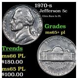 1970-s Jefferson Nickel 5c Grades GEM+ PL