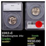 1983-d Washington Quarter 25c ms66+ SEGS