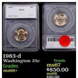 1983-d Washington Quarter 25c ms66+ SEGS