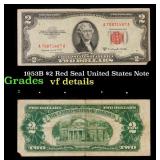 1953B $2 Red Seal United States Note Grades vf det