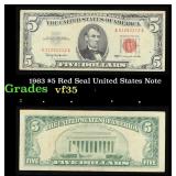 1963 $5 Red Seal United States Note Grades vf++