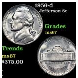 1956-d Jefferson Nickel 5c Grades GEM++ Unc