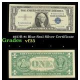 1957B $1 Blue Seal Silver Certificate Grades vf++