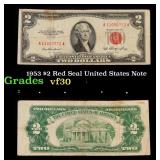 1953 $2 Red Seal United States Note Grades vf++