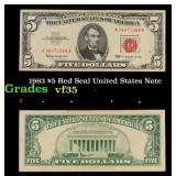 1963 $5 Red Seal United States Note Grades vf++