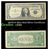 1957B $1 Blue Seal Silver Certificate Grades vf++